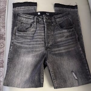 Kut from the Kloth Black Straight Leg Jeans with Distressed Details